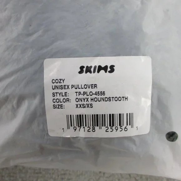 SKIMS Cozy Unisex Pullover Size XXS/XS Onyx Houndstooth Teddy Comfy Soft NWT - Picture 4 of 5